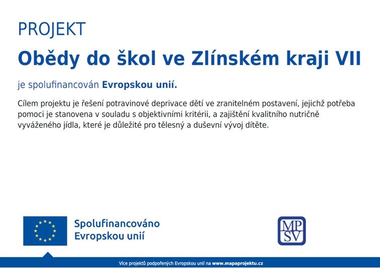 Projekt Obědy do škol ve Zlínském kraji VII